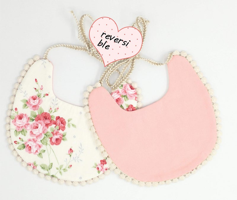 GZMM Baby Bib For Girls,Reversible Waterproof Handmade Natural Cotton Baby Drool Bib 0-12 months 2 Pack - Image 5